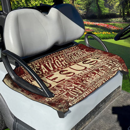 Jesus Religious Words Print Golf Cart Seat Cover