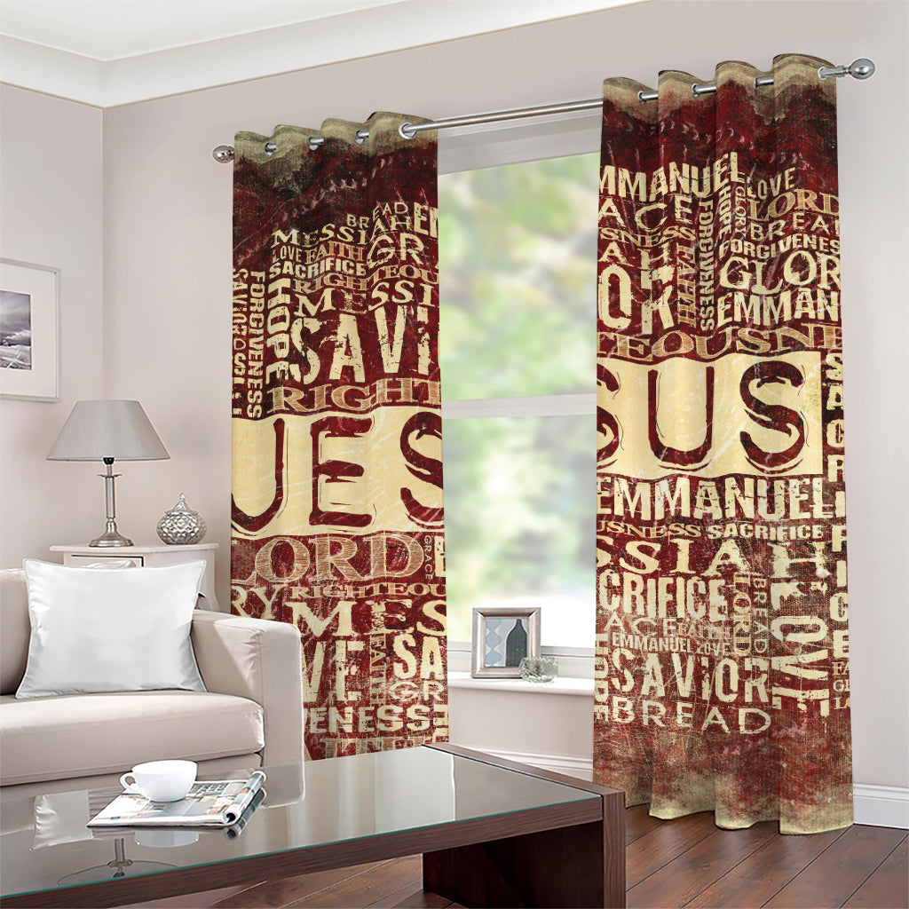 Jesus Religious Words Print Grommet Curtains