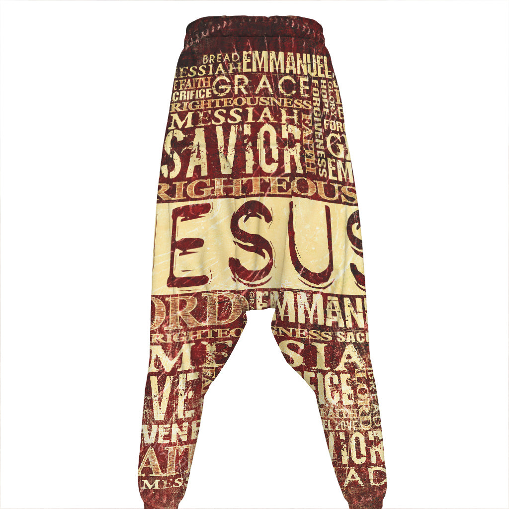 Jesus Religious Words Print Hammer Pants