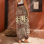 Jesus Religious Words Print Harem Pants