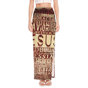 Jesus Religious Words Print High Slit Maxi Skirt