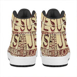 Jesus Religious Words Print High Top Leather Sneakers