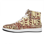 Jesus Religious Words Print High Top Leather Sneakers