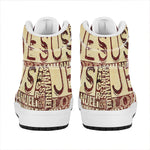 Jesus Religious Words Print High Top Leather Sneakers