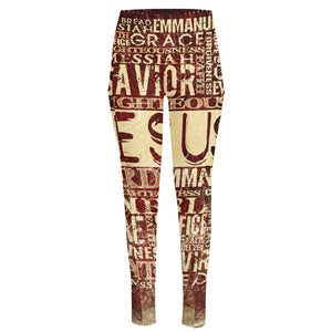 Jesus Religious Words Print High-Waisted Pocket Leggings