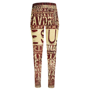 Jesus Religious Words Print High-Waisted Pocket Leggings