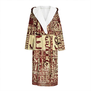 Jesus Religious Words Print Hooded Bathrobe