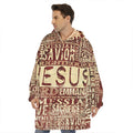 Jesus Religious Words Print Hoodie Blanket