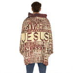 Jesus Religious Words Print Hoodie Blanket