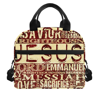 Jesus Religious Words Print Insulated Lunch Bag