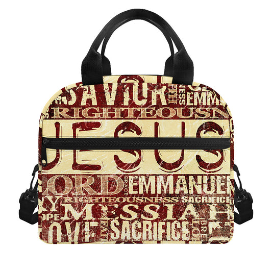 Jesus Religious Words Print Insulated Lunch Bag