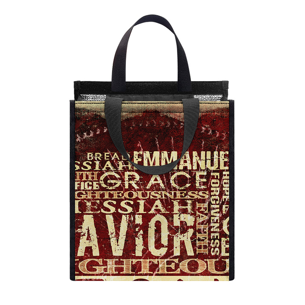 Jesus Religious Words Print Insulated Lunch Tote
