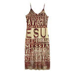 Jesus Religious Words Print Jersey Midi Cami Dress