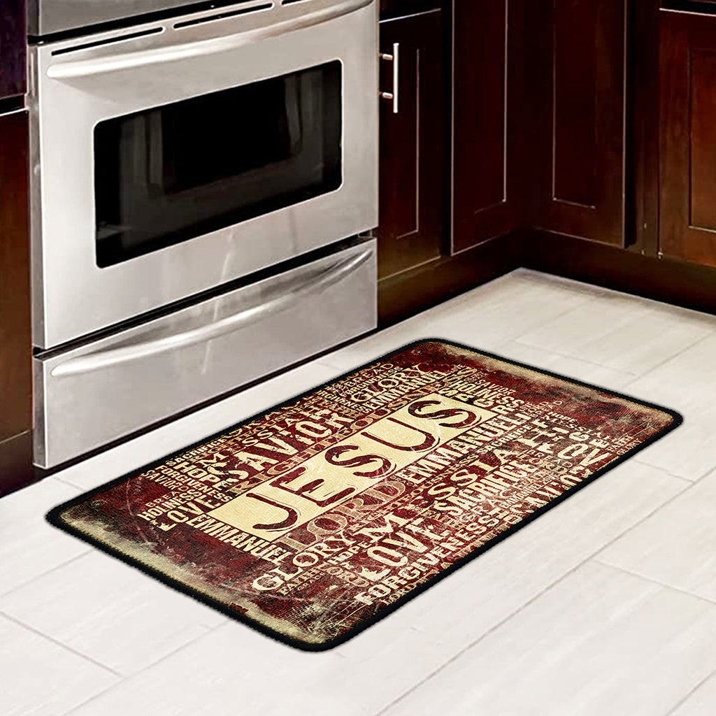 Jesus Religious Words Print Kitchen Mat