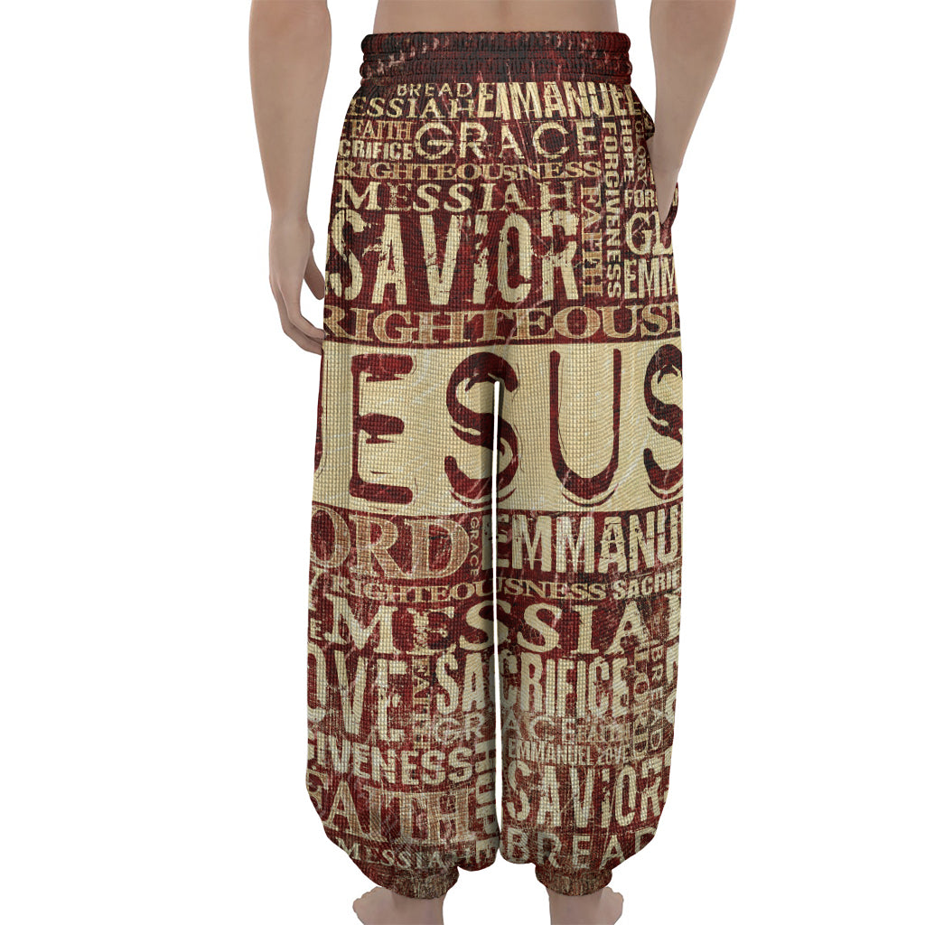 Jesus Religious Words Print Lantern Pants