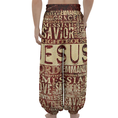 Jesus Religious Words Print Lantern Pants