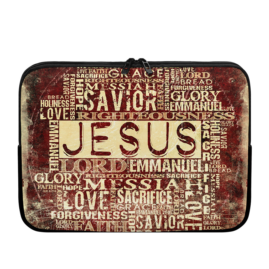 Jesus Religious Words Print Laptop Sleeve