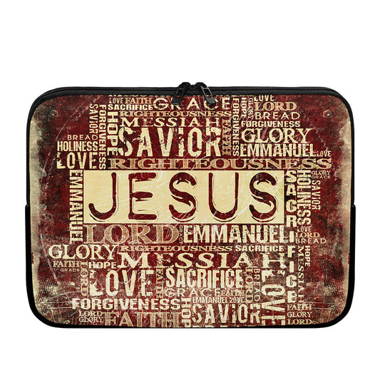 Jesus Religious Words Print Laptop Sleeve