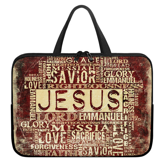 Jesus Religious Words Print Laptop Sleeve With Handle