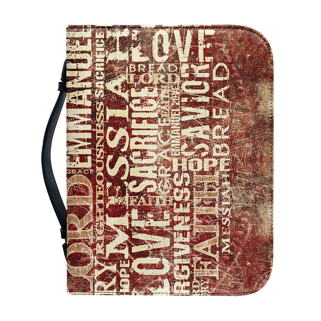 Jesus Religious Words Print Leather Bible Cover