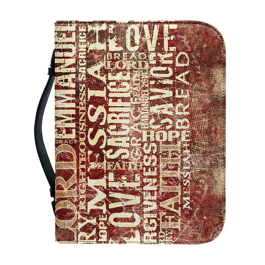 Jesus Religious Words Print Leather Bible Cover