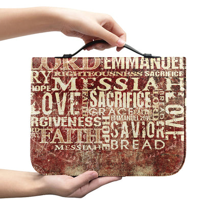 Jesus Religious Words Print Leather Bible Cover