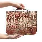Jesus Religious Words Print Leather Bible Cover