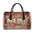 Jesus Religious Words Print Leather Duffel Bag