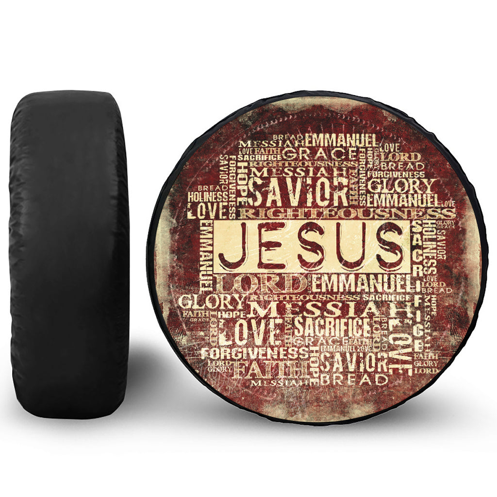 Jesus Religious Words Print Leather Spare Tire Cover