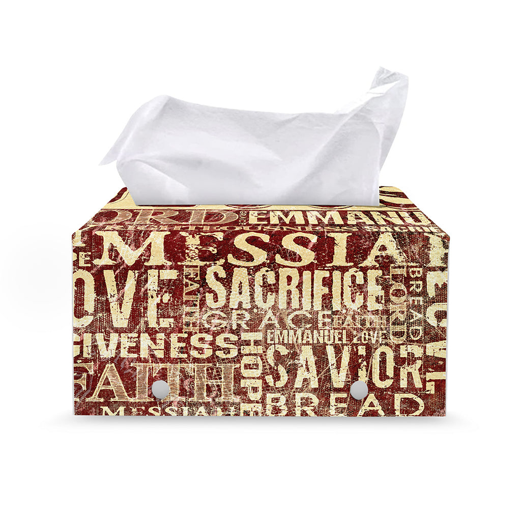Jesus Religious Words Print Leather Tissue Box Cover