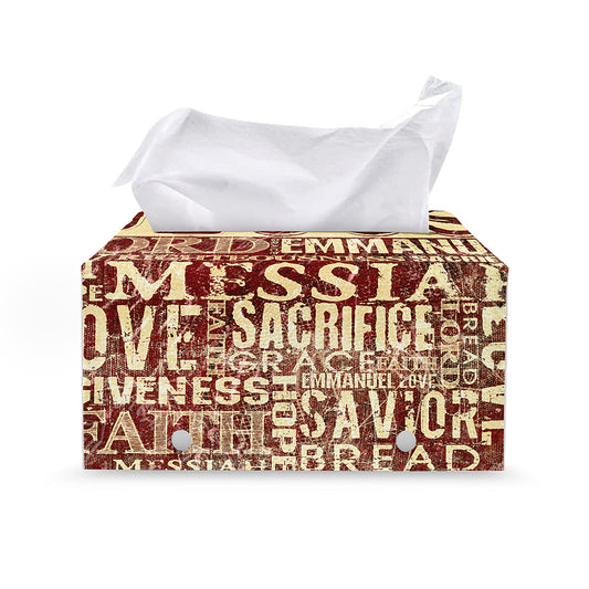 Jesus Religious Words Print Leather Tissue Box Cover