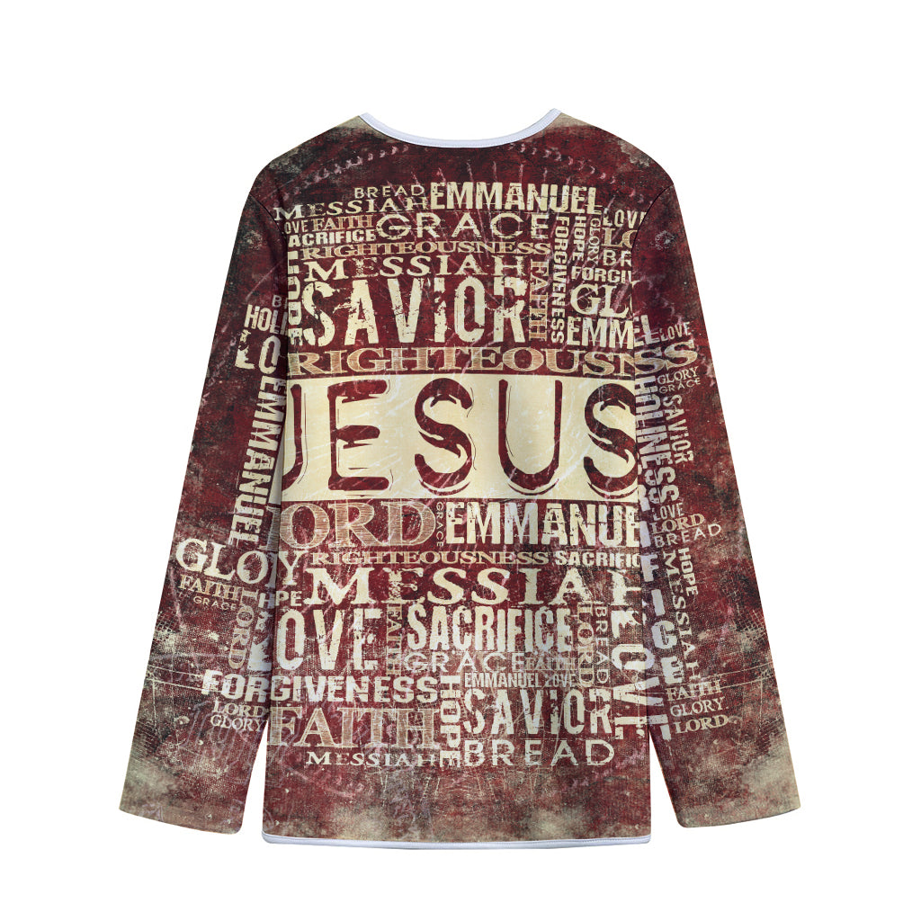 Jesus Religious Words Print Long Sleeve Short Coat