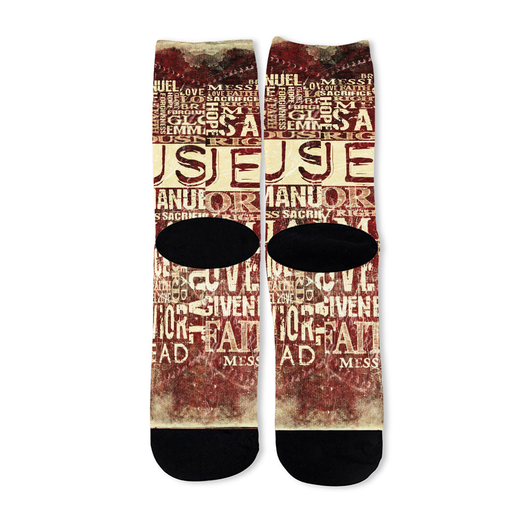 Jesus Religious Words Print Long Socks