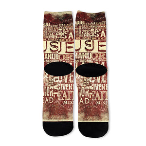 Jesus Religious Words Print Long Socks