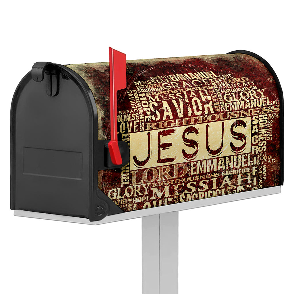 Jesus Religious Words Print Mailbox Cover