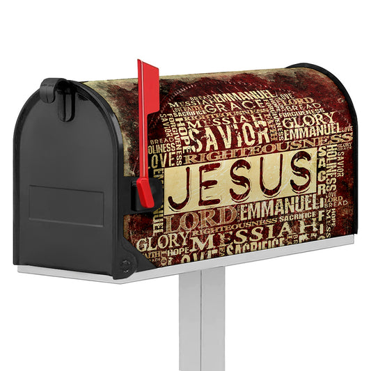 Jesus Religious Words Print Mailbox Cover