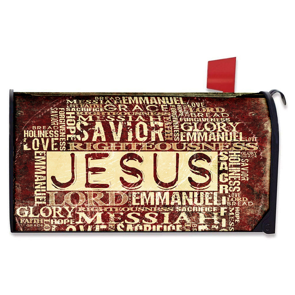 Jesus Religious Words Print Mailbox Cover