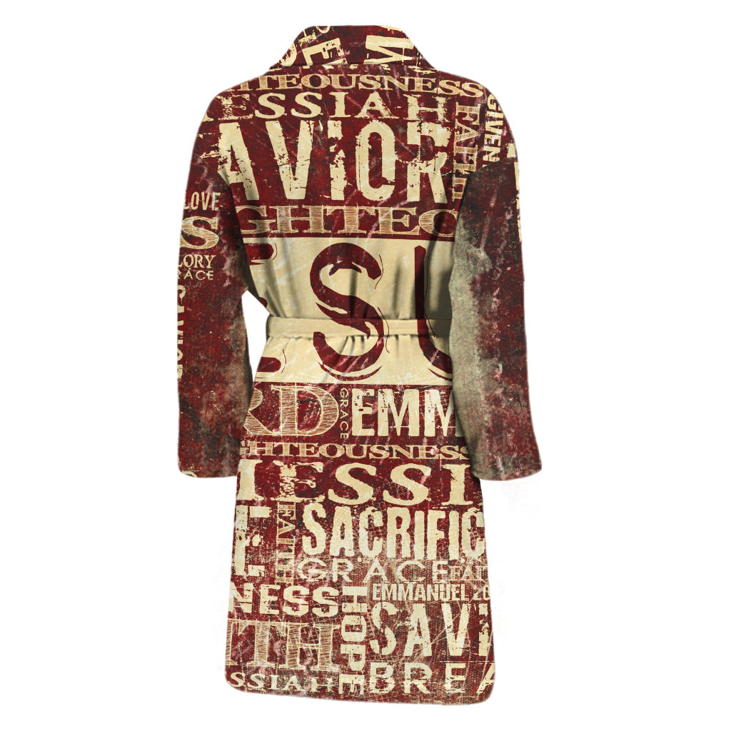 Jesus Religious Words Print Men's Bathrobe