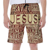 Jesus Religious Words Print Men's Beach Shorts