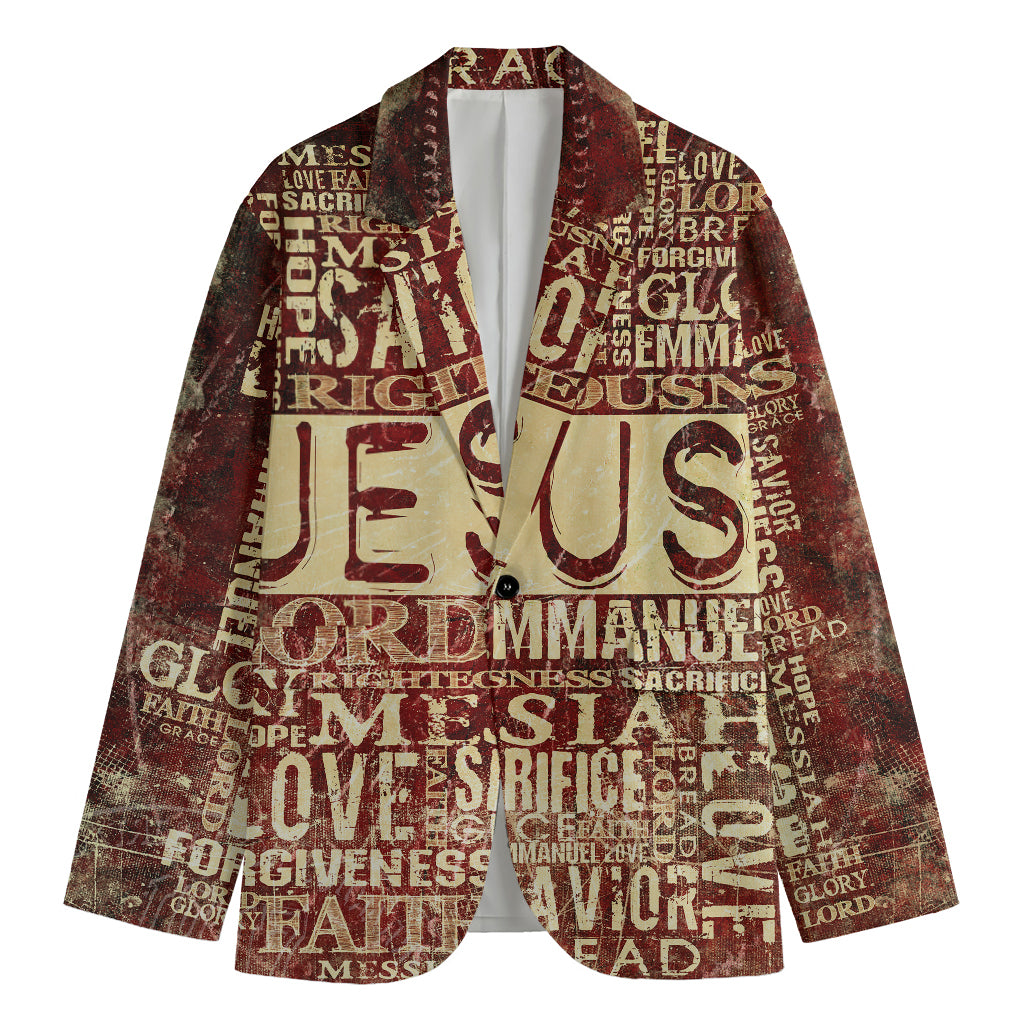 Jesus Religious Words Print Men's Blazer