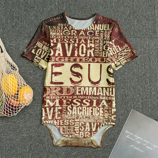 Jesus Religious Words Print Men's Bodysuit