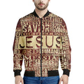 Jesus Religious Words Print Men's Bomber Jacket