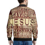 Jesus Religious Words Print Men's Bomber Jacket
