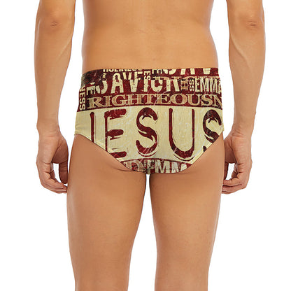 Jesus Religious Words Print Men's Briefs