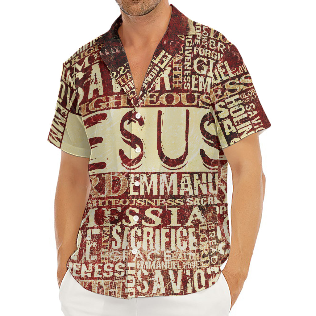 Jesus Religious Words Print Men's Deep V-Neck Shirt