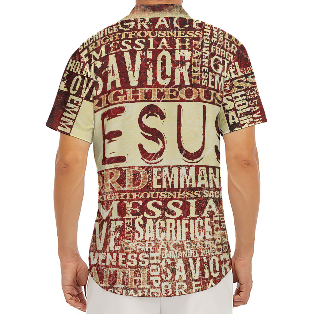 Jesus Religious Words Print Men's Deep V-Neck Shirt