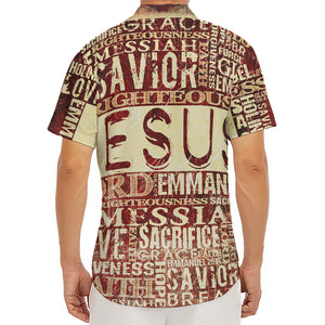 Jesus Religious Words Print Men's Deep V-Neck Shirt