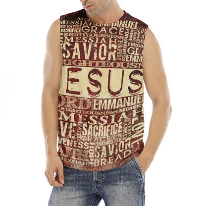 Jesus Religious Words Print Men's Fitness Tank Top
