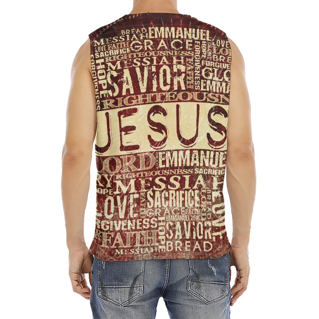 Jesus Religious Words Print Men's Fitness Tank Top