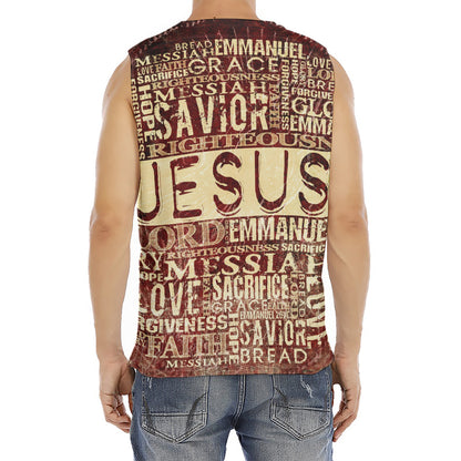 Jesus Religious Words Print Men's Fitness Tank Top